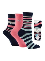 Синий - Pringle Fashion Stripe Crew Socks 3 pack - Image 12 of 12