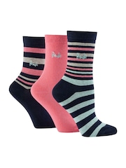 Синий - Pringle Fashion Stripe Crew Socks 3 pack - Image 2 of 12