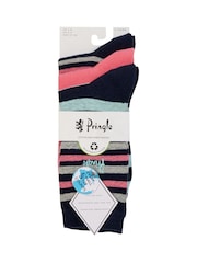 Синий - Pringle Fashion Stripe Crew Socks 3 pack - Image 4 of 12