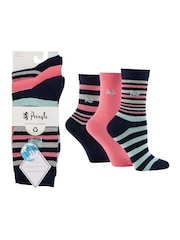 Синий - Pringle Fashion Stripe Crew Socks 3 pack - Image 8 of 12