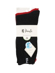 Pringle Red Textured Knit Boot Socks 2 pack - Image 6 of 10
