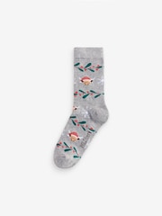 Wild Feet Grey Christmas Tree Crew Socks 3 Pack - Image 2 of 4