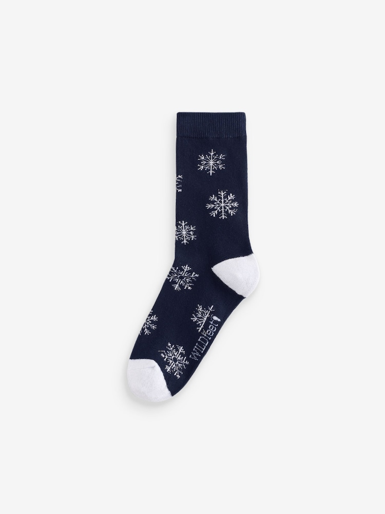 Wild Feet Grey Christmas Tree Crew Socks 3 Pack - Image 4 of 4 Wild Feet Grey Christmas Tree Crew Socks 3 Pack - Image 4 of 4