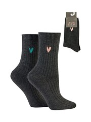 Caroline Gardner Grey Supersoft Bamboo Leisure Socks 2 pack - Image 2 of 10