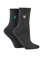 Caroline Gardner Grey Supersoft Bamboo Leisure Socks 2 pack - Image 7 of 10