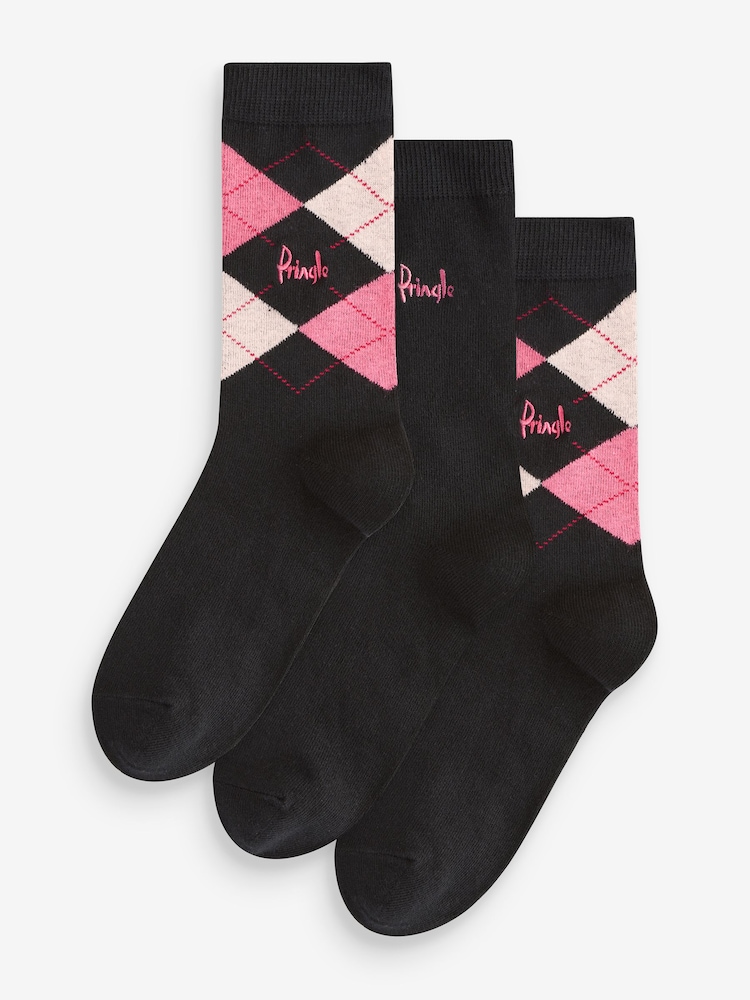Pringle Black Classic Argyle Christmas Gift Box 3 pack - Image 1 of 4