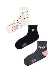 Caroline Gardner Grey Shorter Length Crew Socks with Signature Heart 3 pack - Image 2 of 8