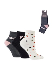 Caroline Gardner Grey Shorter Length Crew Socks with Signature Heart 3 pack - Image 4 of 8