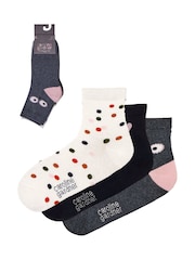 Caroline Gardner Grey Shorter Length Crew Socks with Signature Heart 3 pack - Image 5 of 8