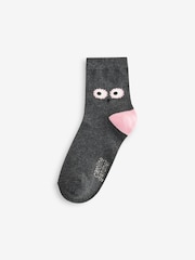Caroline Gardner Grey Shorter Length Crew Socks with Signature Heart 3 pack - Image 6 of 8