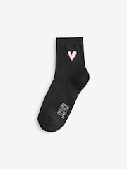 Caroline Gardner Grey Shorter Length Crew Socks with Signature Heart 3 pack - Image 8 of 8