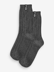 Серый - Pringle Classic Rib Recycled Wool Boot Socks 2 pack - Image 1 of 3
