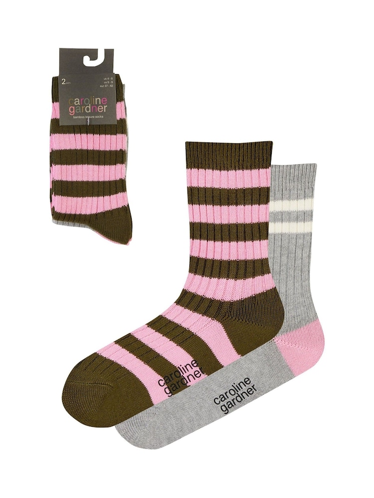 Caroline Gardner French Grey Supersoft Bamboo Leisure Socks 2 pack - Image 9 of 10