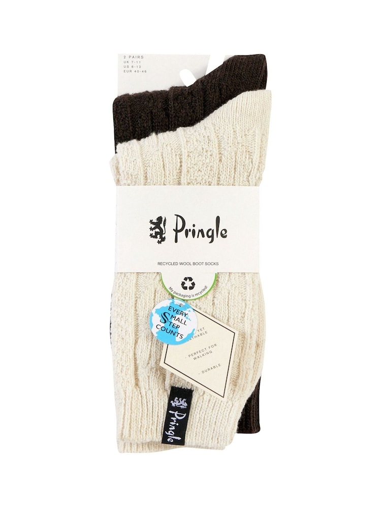 Pringle Cream Textured Knit Boot Socks 2 pack - Image 10 of 10