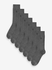 Jeff Banks Grey Cotton Crown Logo Crew Socks 7 pack - Image 1 of 2
