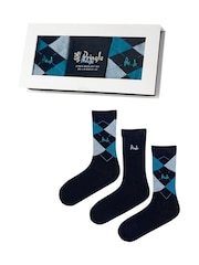 Pringle Blue Classic Argyle Christmas Gift Box 3 pack - Image 3 of 10