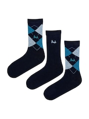 Pringle Blue Classic Argyle Christmas Gift Box 3 pack - Image 5 of 10