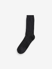 Jeff Banks Blue Chunky Knit Rib Boot Socks 5 Pack - Image 6 of 6