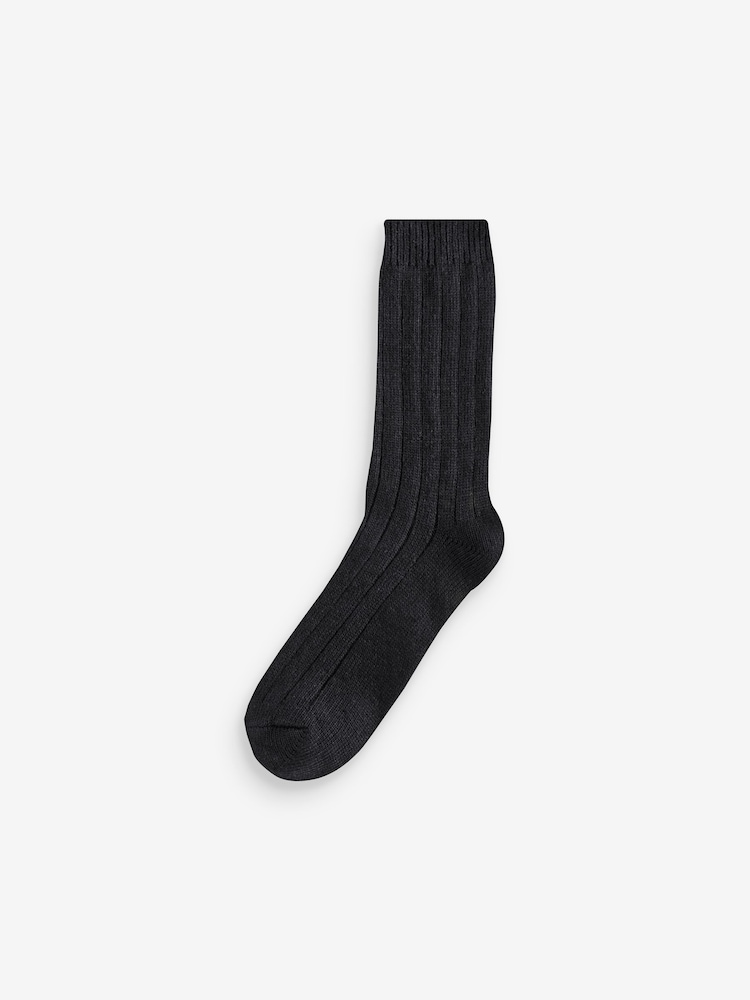 Jeff Banks Blue Chunky Knit Rib Boot Socks 5 Pack - Image 6 of 6