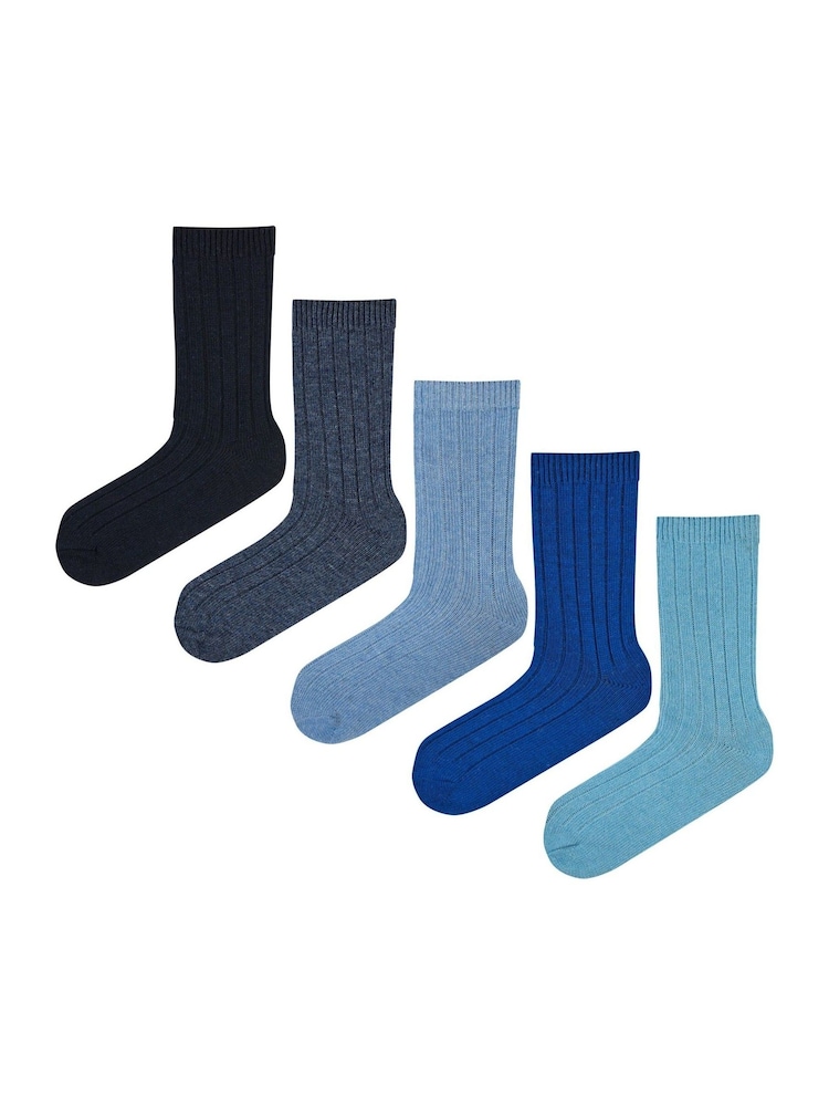Jeff Banks Dark Blue Chunky Knit Rib Boot Socks 5 Pack - Image 1 of 8 Jeff Banks Dark Blue Chunky Knit Rib Boot Socks 5 Pack - Image 1 of 8
