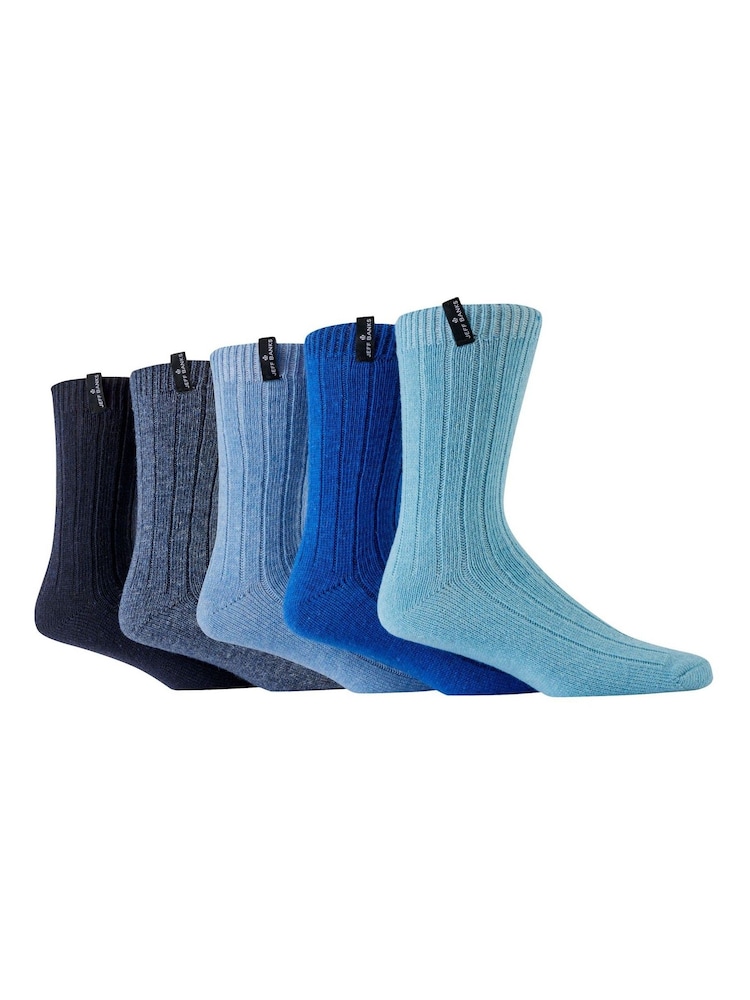 Jeff Banks Dark Blue Chunky Knit Rib Boot Socks 5 Pack - Image 2 of 8
