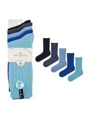 Jeff Banks Dark Blue Chunky Knit Rib Boot Socks 5 Pack - Image 6 of 8