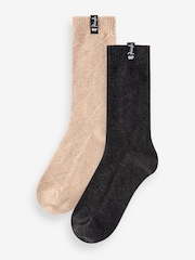 Pringle Grey Textured Knit Boot Socks 2 pack - Image 1 of 10