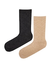 Pringle Grey Textured Knit Boot Socks 2 pack - Image 2 of 10