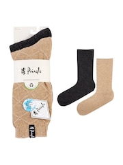 Pringle Grey Textured Knit Boot Socks 2 pack - Image 6 of 10