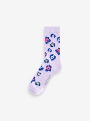 Wild Feet Blue Bamboo Leopard Print Socks 5 pack - Image 2 of 7