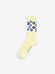 Wild Feet Blue Bamboo Leopard Print Socks 5 pack - Image 3 of 7