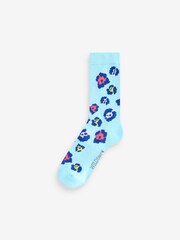 Wild Feet Blue Bamboo Leopard Print Socks 5 pack - Image 6 of 7