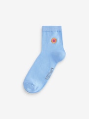 Pink - Wild Feet Padlock Embroidery Cropped Crew Socks 3 pack - Bild 2 von 4