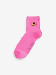 Pink - Wild Feet Padlock Embroidery Cropped Crew Socks 3 pack - Bild 4 von 4