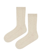 Бежевый - Pringle Classic Rib Recycled Wool Boot Socks 2 pack - Изображение 1 из 9