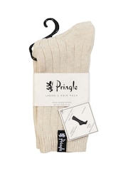 Бежевый - Pringle Classic Rib Recycled Wool Boot Socks 2 pack - Изображение 2 из 9