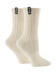 Бежевый - Pringle Classic Rib Recycled Wool Boot Socks 2 pack - Изображение 5 из 9