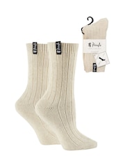 Бежевый - Pringle Classic Rib Recycled Wool Boot Socks 2 pack - Изображение 6 из 9