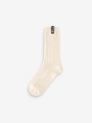 Бежевый - Pringle Classic Rib Recycled Wool Boot Socks 2 pack - Изображение 8 из 9