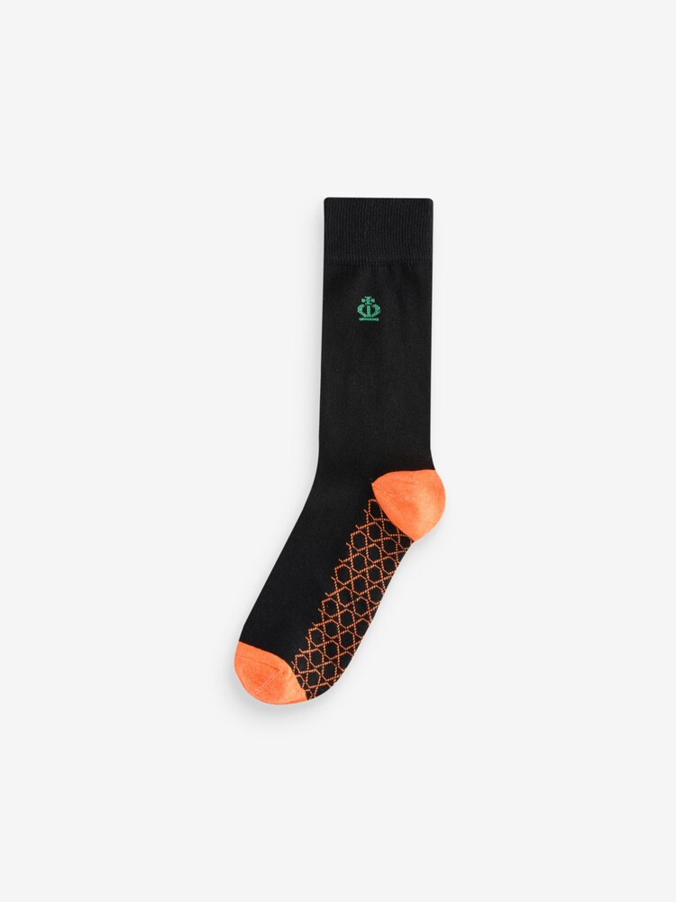 Jeff Banks Black Recycled Cotton Fun Design Crew Socks 7 pack - Image 2 of 8