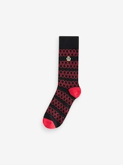 Jeff Banks Black Recycled Cotton Fun Design Crew Socks 7 pack - Image 3 of 8