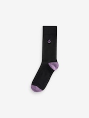 Jeff Banks Black Recycled Cotton Fun Design Crew Socks 7 pack - Image 7 of 8