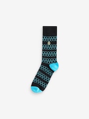 Jeff Banks Black Recycled Cotton Fun Design Crew Socks 7 pack - Image 8 of 8