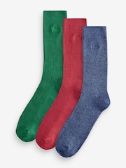 Pringle Red Bamboo Light Leisure Twist Yarn Crew Socks 3 pack - Image 1 of 4