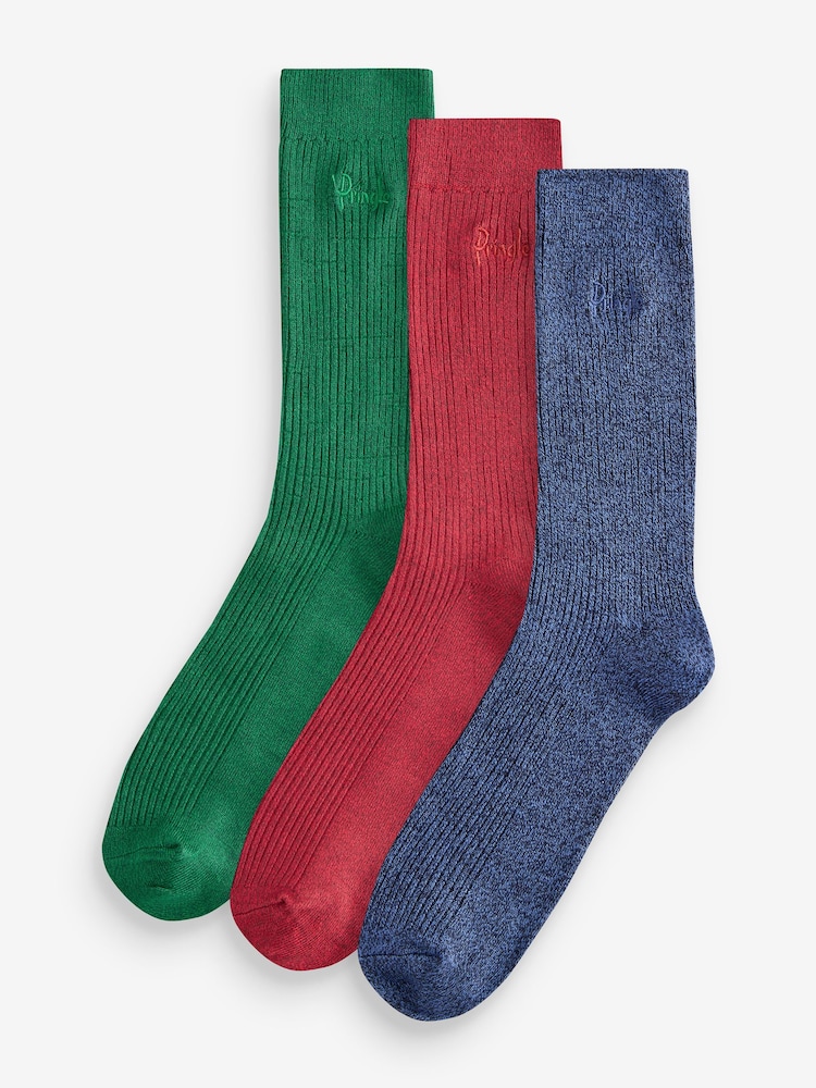 Pringle Red Bamboo Light Leisure Twist Yarn Crew Socks 3 pack - Image 1 of 4