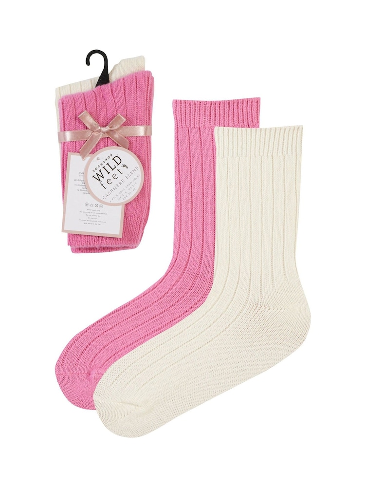 Wild Feet Pink Luxury Cashmere Blend Socks 2 pack - Image 10 of 10
