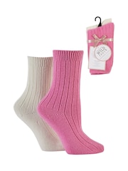 Wild Feet Pink Luxury Cashmere Blend Socks 2 pack - Image 5 of 10