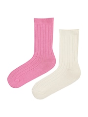 Wild Feet Pink Luxury Cashmere Blend Socks 2 pack - Image 6 of 10
