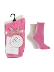 Wild Feet Pink Luxury Cashmere Blend Socks 2 pack - Image 8 of 10