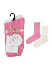 Wild Feet Pink Luxury Cashmere Blend Socks 2 pack - Image 9 of 10